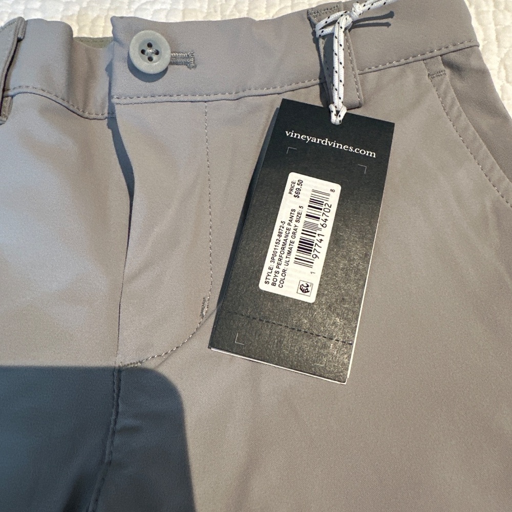 NWT Vineyard Vines Boys Performance Pants - Gray - Picture 4 of 4